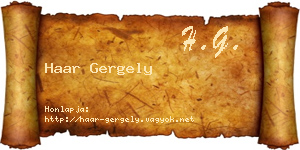 Haar Gergely névjegykártya